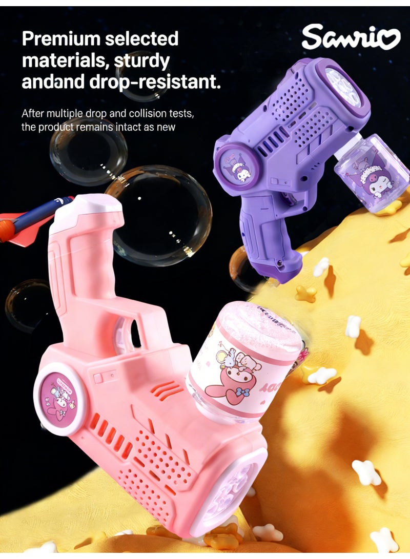 سانريو أسلحة فقاعات سانريو بستة فتحات، ماكينة فقاعات أوتوماتيكية، صانع فقاعات مع إضاءة، 4 صناديق عشوائية، هدايا للأطفال من عمر 3 إلى 8 سنوات، لعبة صيفية للهدايا في الهواء الطلق والداخلية لمناسبة عيد الميلاد أو حفل الزفاف - Image 5